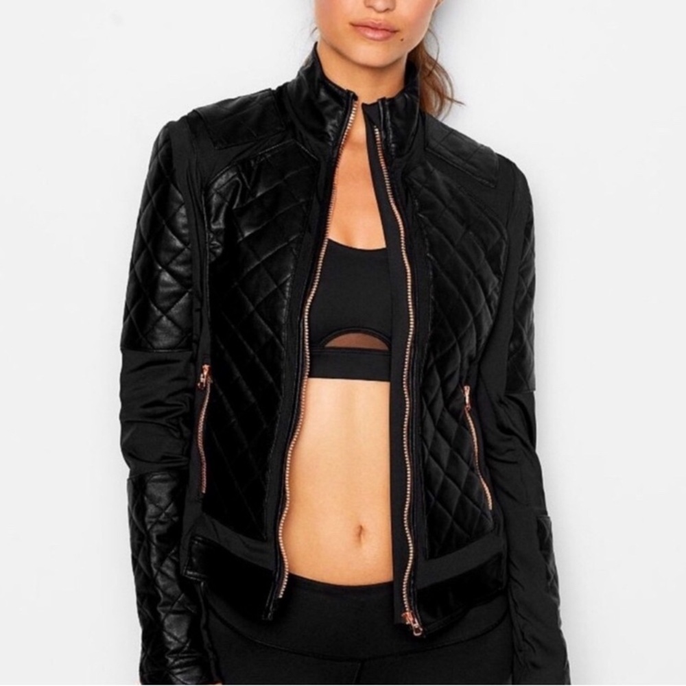 Victoria’s Secret Sport Black Faux Leather Quilted Jacket - Picture 5 of 10